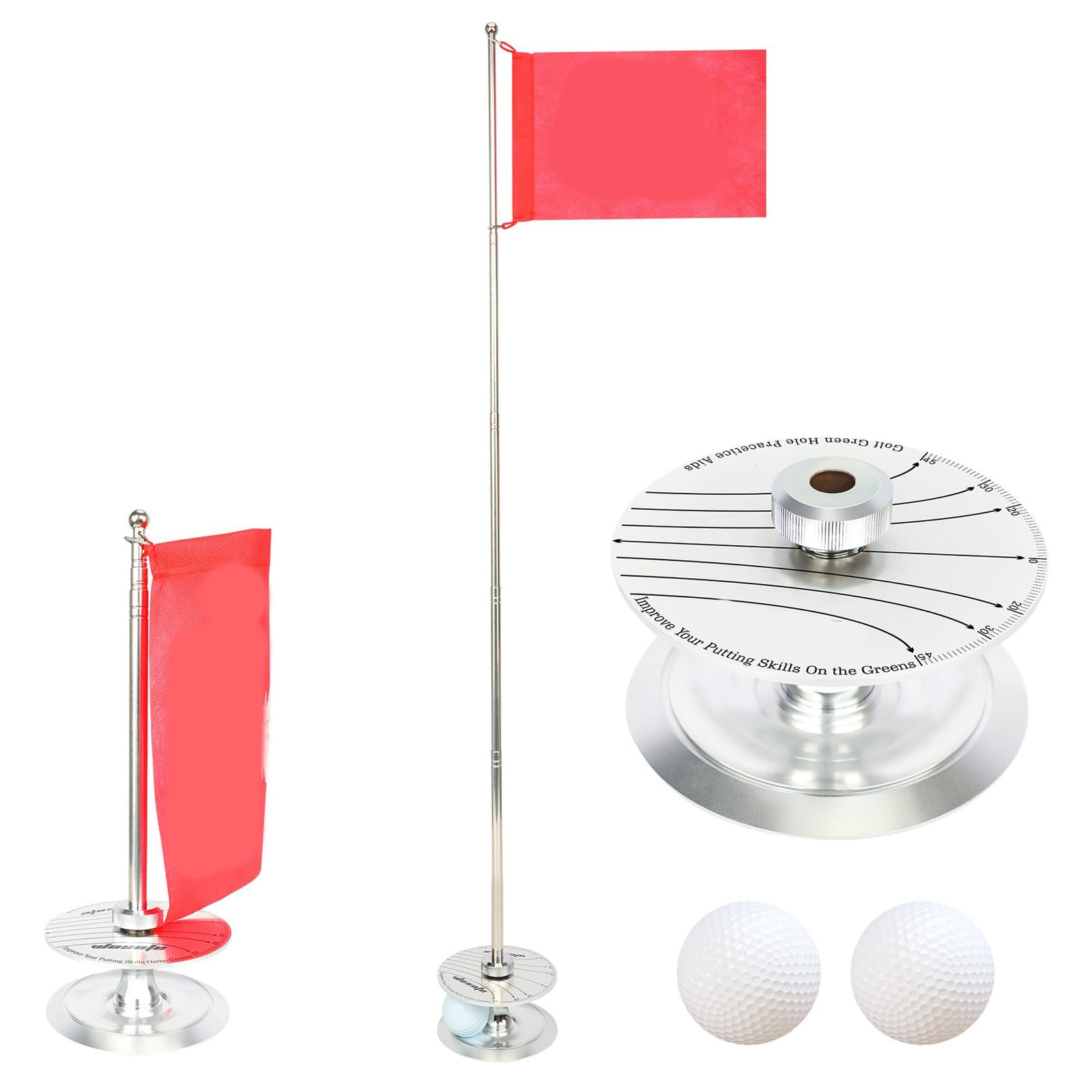 Shurhome Retractable Golfs Flag and Cup Putter Swing Training Practice Tool Removable Hole Cup for Putting Green Mat Putter Swing Training Practice Tool