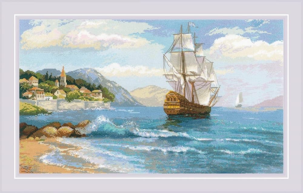 RIOLIS - Distant Shores 1900, Cross Stitch Kits 23½" x 13¾", Cross Stitch Kits for Beginners & Advanced, Crossstitching Kit Adult, Embroidery Counted Stitching Kit