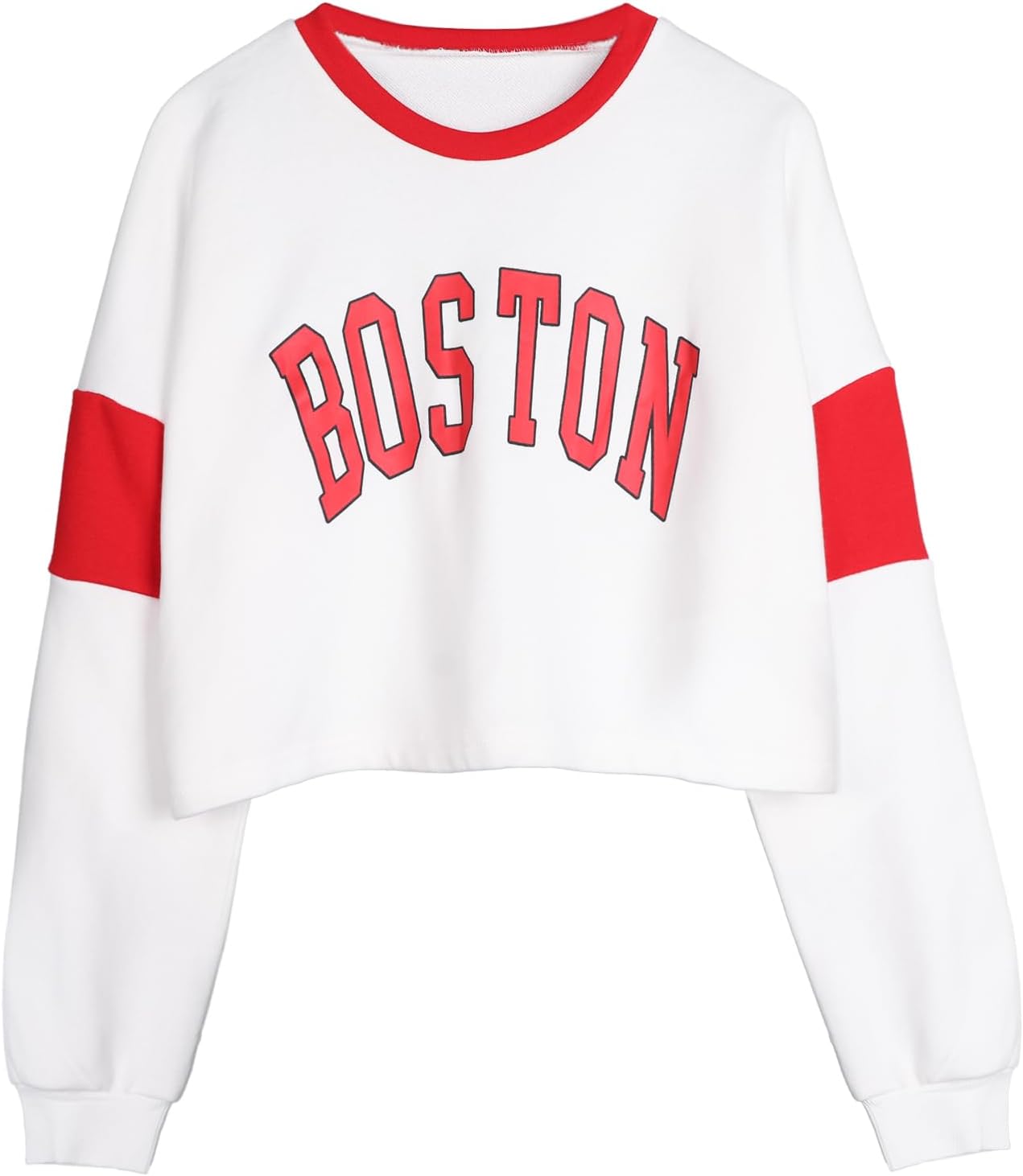 HilinkerWomens Graphic Long Sleeve Cropped Sweatshirt Crewneck Pullover Crop Top