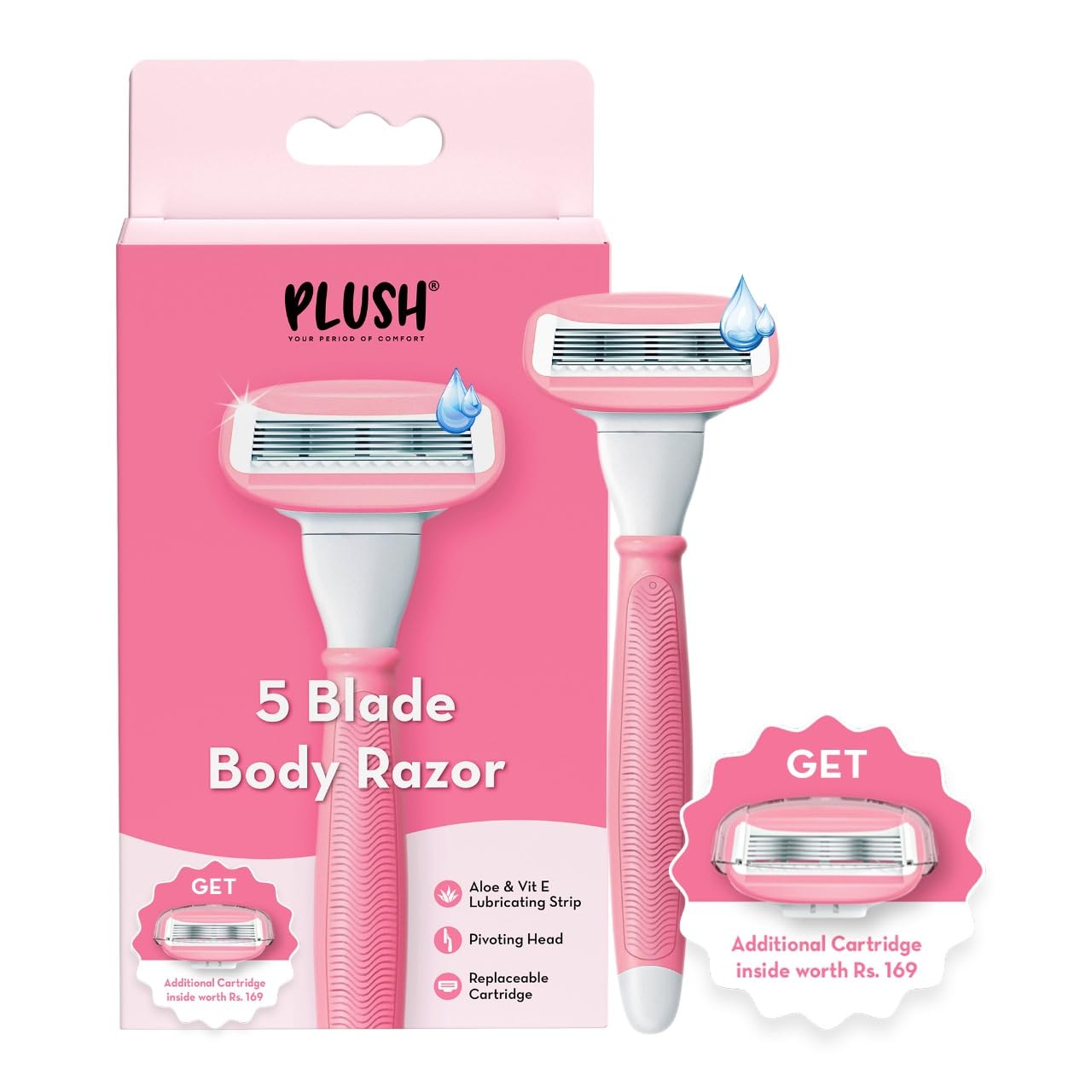 Plush 5-Blade Body Razor for Women with Aloe Vera Lubricating Strip For Hair Removal (With Free Aloe-Vera Based Shaving Gel) | Irritation Free Easy & Safe No Bumps, Cuts | Best Smooth Shaves and Moisturizes (B0B2RFQ44M) Amazon Price History, Amazon Price Tracker