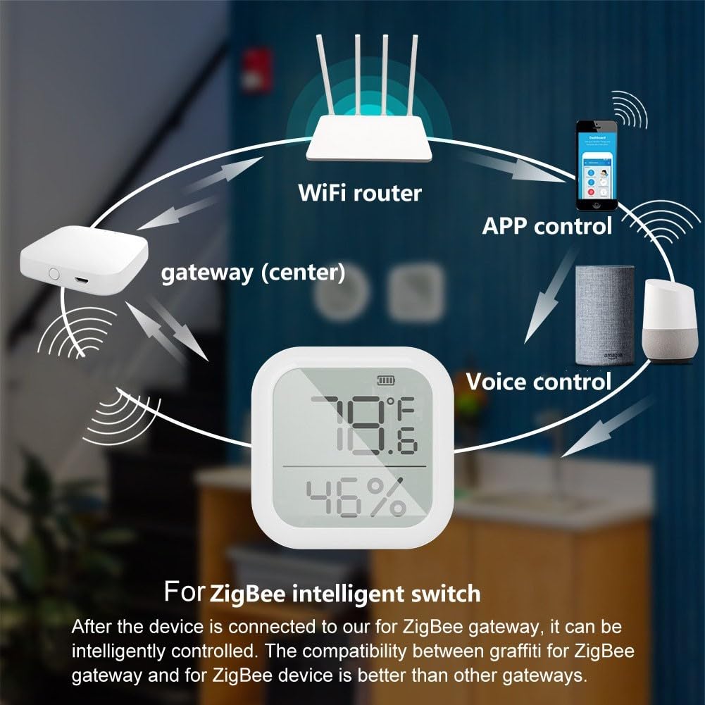 Sensore di temperatura digitale WiFi per controllo app tuya digitale | Schermo LCD, sincronizzazione automatica, WiFi, per app tuya, due dispositivi nel set