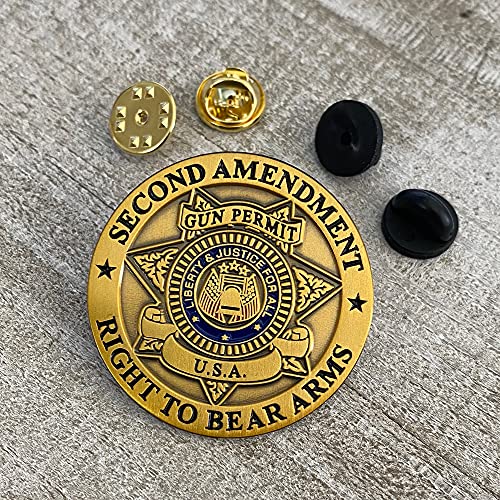 Second Amendment - Right To Bear Arms - Metal Double Clutch Collector Lapel Pin #TOP5