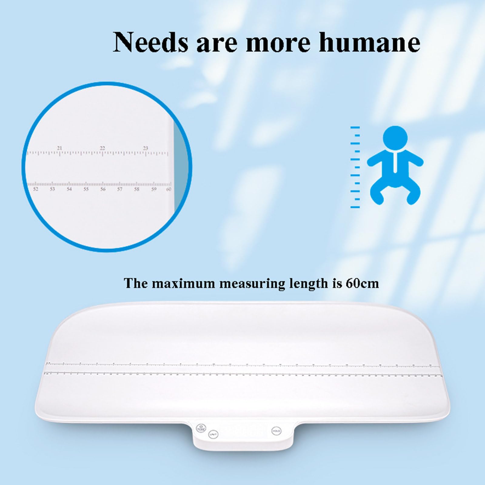 Báscula electrónica de peso para la salud del bebé, rango de 30Kg, báscula multifuncional ABS para mascotas pequeñas, longitud máxima de medición de 60CM