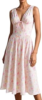 Vestido de verano para mujer, sin mangas, largo con detalle de atar, para el día a día, vacaciones, primavera, verano, otoño, dos piezas, elegante