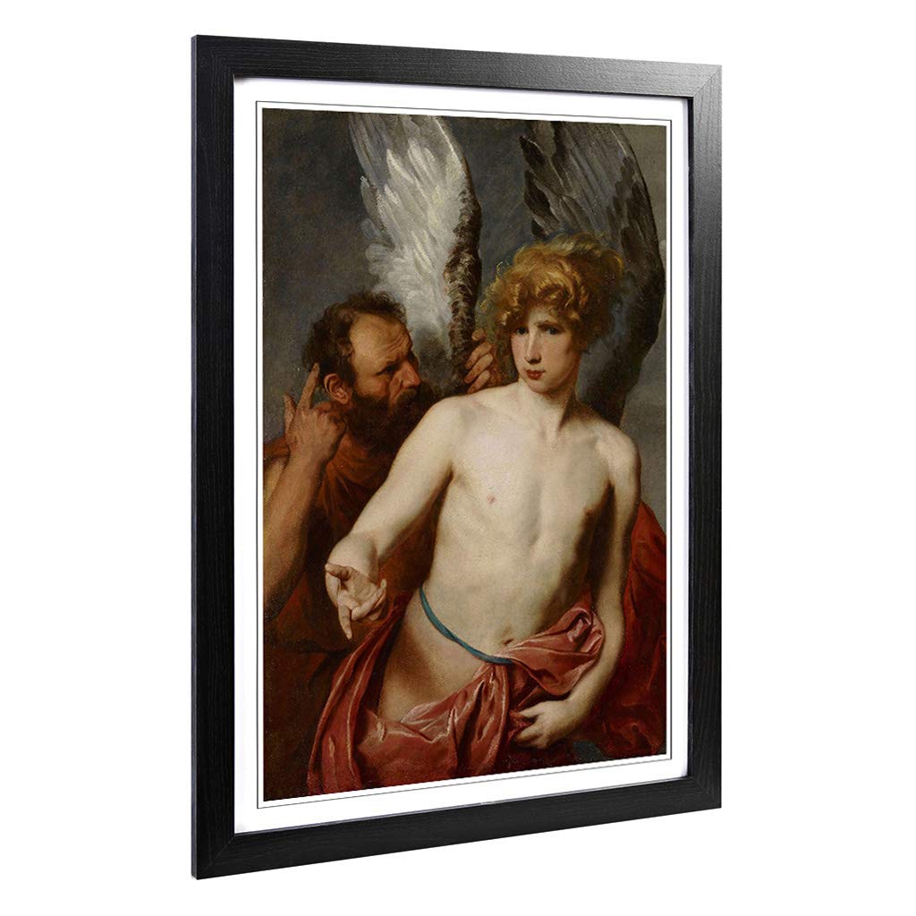Big Box Art Framed Print of Anthony Van Dyck Daedalus and Icarus Design | Wall Art Picture | Home Decor for Kitchen, Living Room, Bedroom, Hallway, Black, A2 / 24.5x18 Inch / 62x45cm