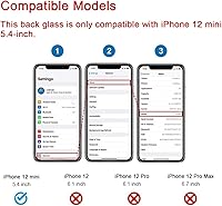 Vista 2 de Reemplazo de cristal trasero OEM para iPhone 12 mini 5.4 pulgadas (negro) con kit de herramientas de reparación