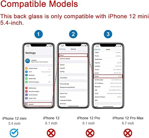 Miniatura 2 de Reemplazo de cristal trasero OEM para iPhone 12 Mini 5.4 pulgadas (azul) con kit de herramientas de reparación