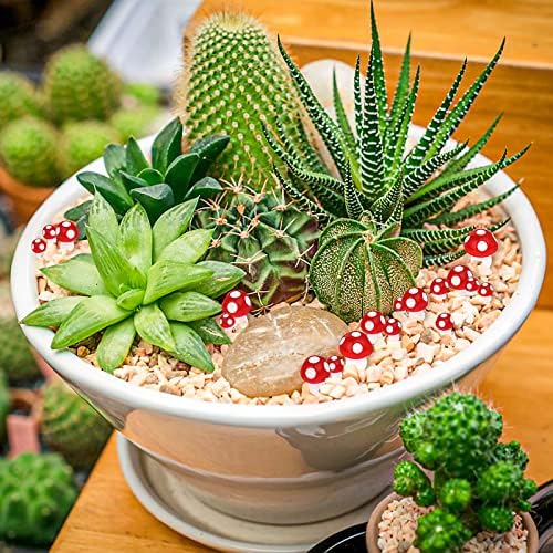 Thinp 50 Pieces Tiny Mushrooms Miniature Figurines Mini Mushroom Ornaments Fairy Garden Miniature Statue Landscape Resin Mushrooms Decorations for Bonsai Micro Landscape Craft (3 Sizes)