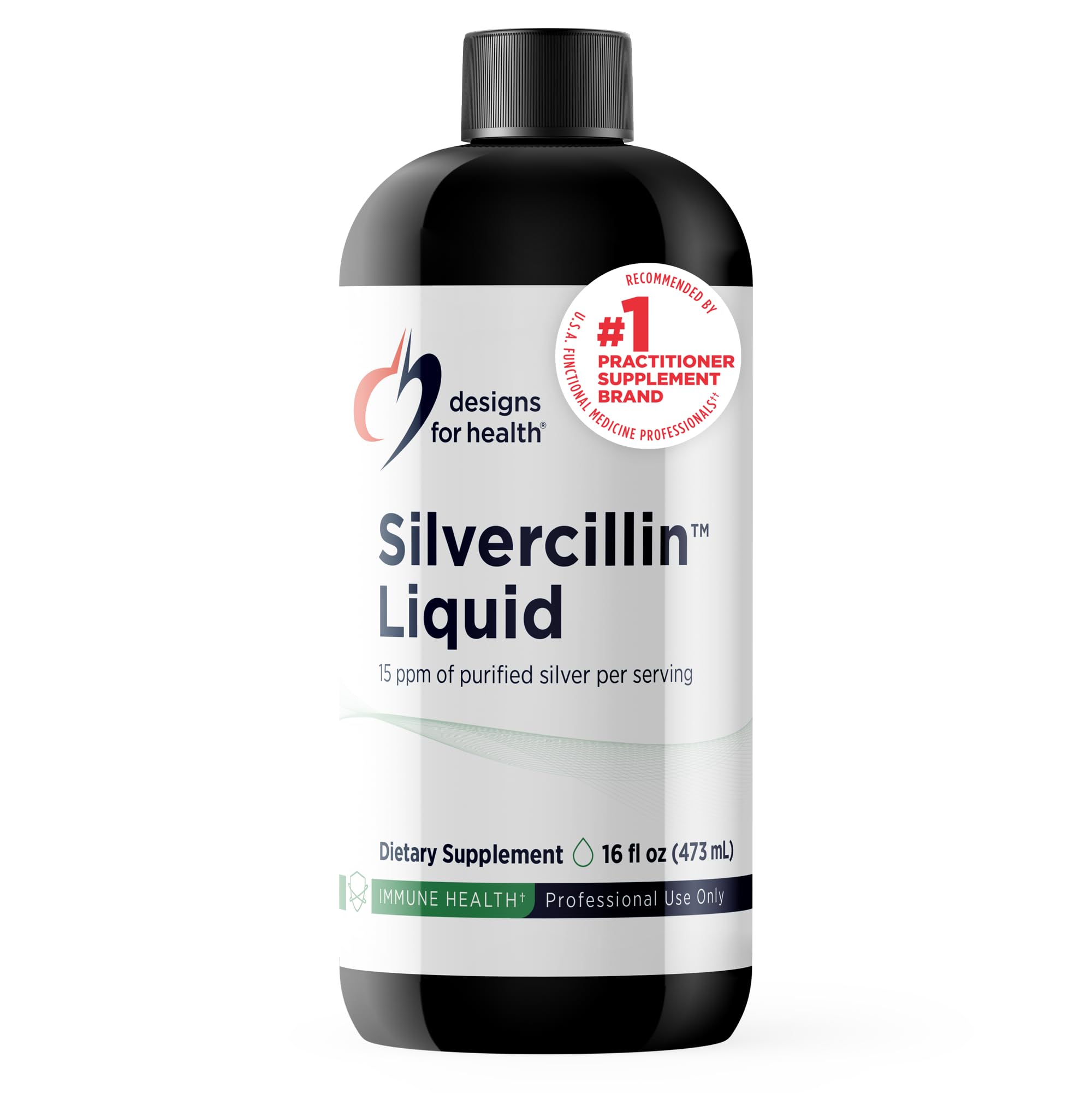 Silvercillin Liquid, 15ppm Non-Toxic Form of Silver - Non-GMO GI + Immune Support Supplement (95 Servings / 16oz)