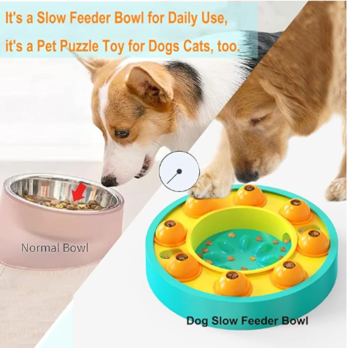 Interaktives Hunde-Puzzle-Spielzeug für Hunde und Katzen, langsames Fressnapf, Hunde-Puzzle, langsames Füttern, Spielzeug, für Training und geistige Bereicherung (d)