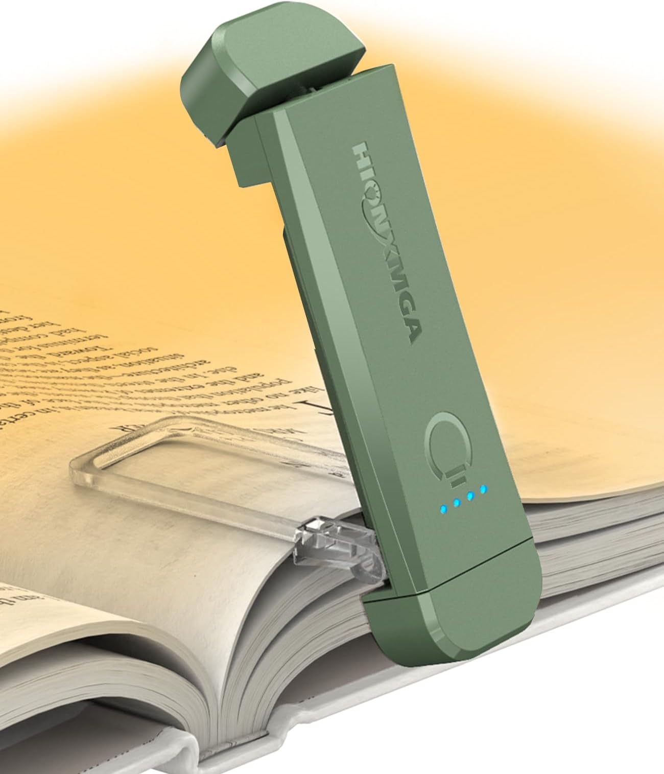 HIONXMGA Book Reading Light,Silent Touch Books Lamp for Reading in Bed,Rechargeable Clip on Booklight with 3 Amber Colors & 7 LEDs Precise Dimming for Eye Caring Night Reading,Book Lovers,Kids,Green