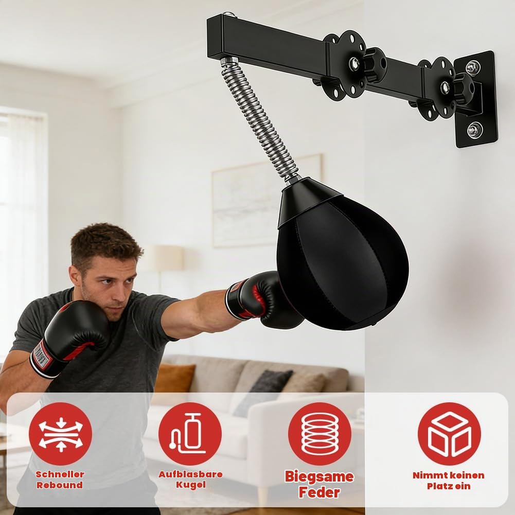 Speed Punchingball, Höhenverstellbar & Faltbar, Boxball mit Aufhängung, Trainingsgerät für Reflexe, Boxsack Set Freistehend, Punching Bag Boxsack Hängend für Home Gym Workout, Training