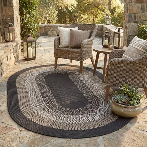 Tapete Oval Trenzado Rustic Taupe y Gris Oscuro 3x5 Pies miniatura 4