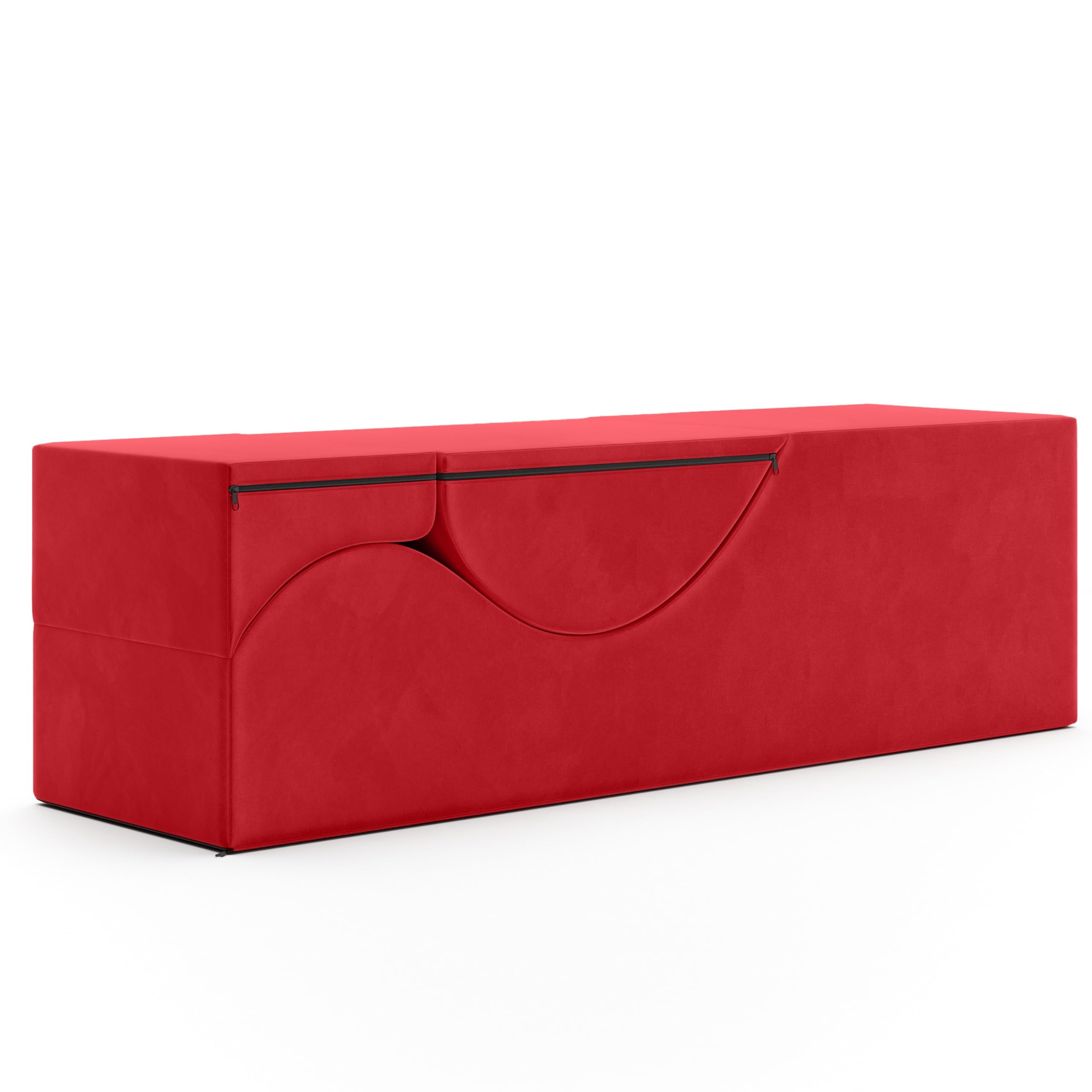 Avana Kami Convertible Chaise/Bed Bench for Yoga & Massage - 2-in-1 End of Bed Ottoman with Concealed Fold Out Yoga Lounge Chair, Microvelvet Rose: Red 18" Wide