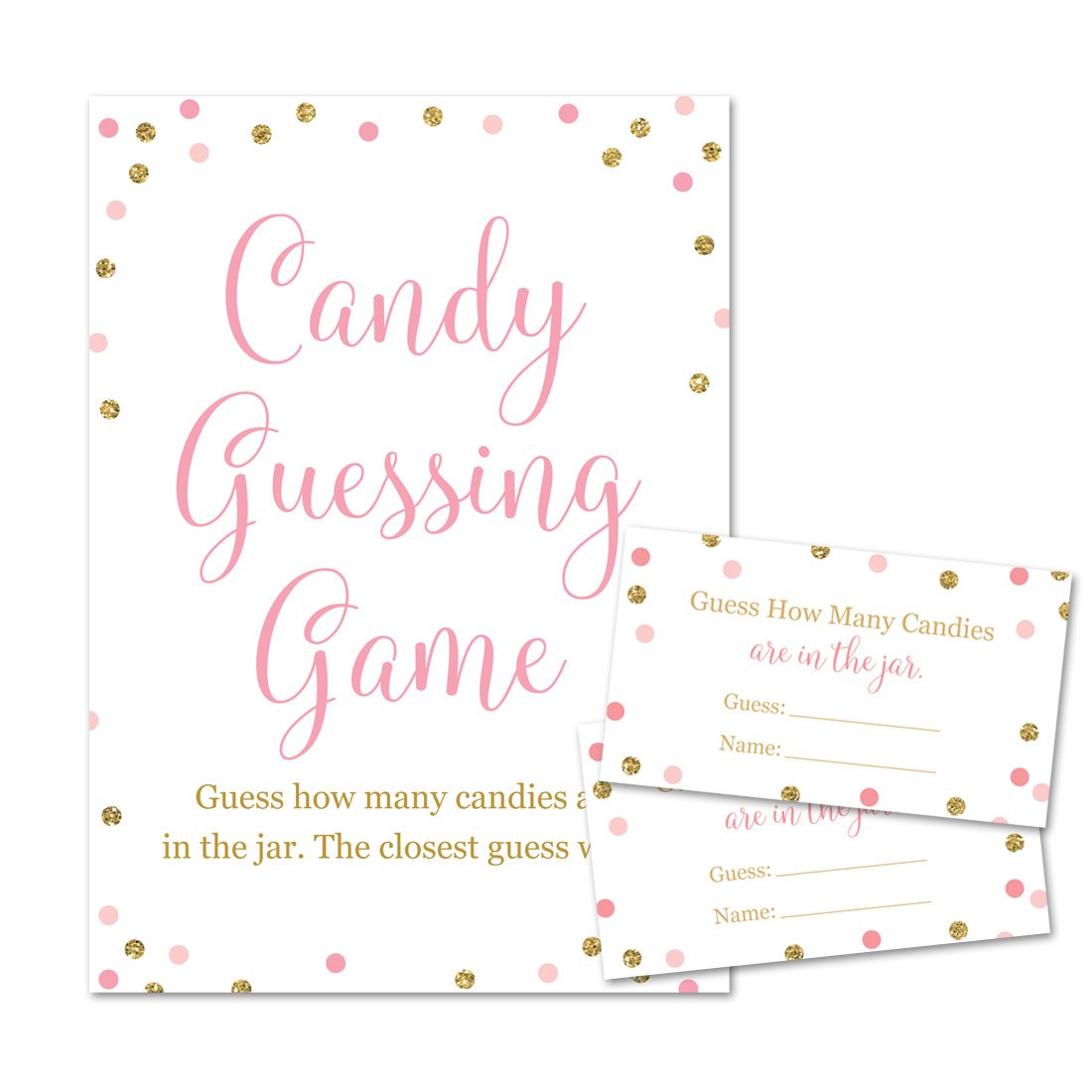 Candy Guessing Game Party Set – Includes 1 Standing Sign (8x11") & 50 Guess Cards, For Birthday & Baby Showers - View #7