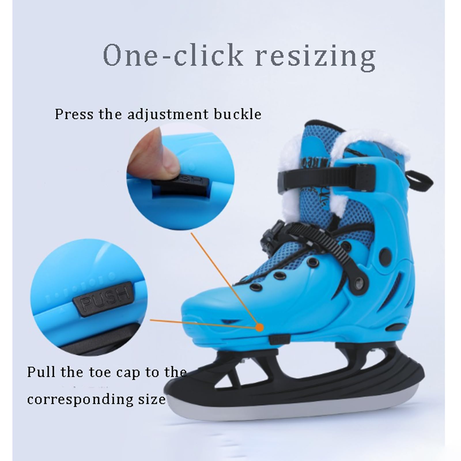 Patins de Hockey sur Glace Junior Patins à Glace réglables Patins À Glace avec Système De Laçage Rapide Et Boucle À Poussoir pour Une Utilisation en extérieur et sur Les patinoires