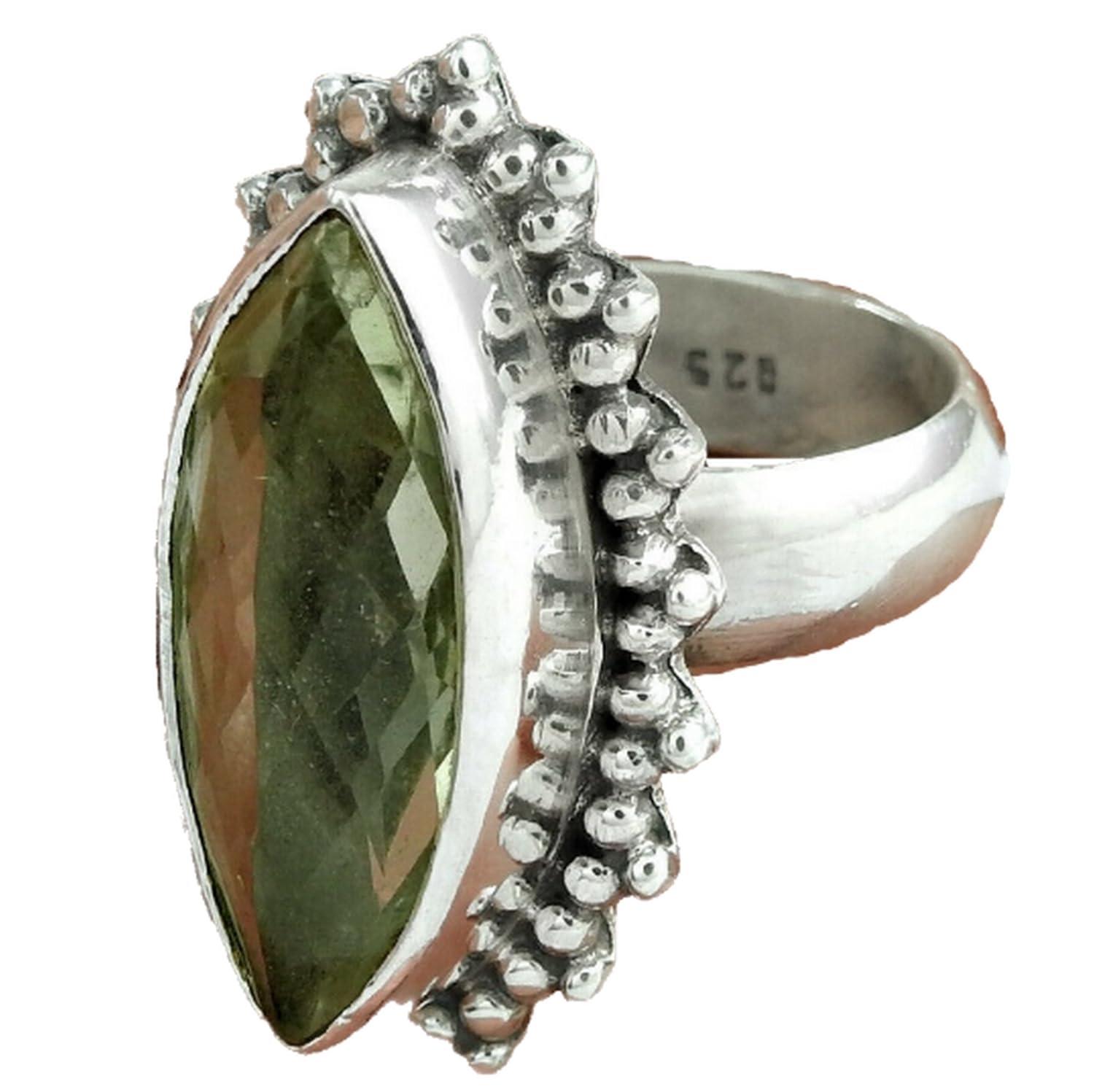 anillo boda con piedras preciosas genuinas de amatista verde, plata de ley 925 pura, anillo ansiedad, anillo declaración, anillo banda para mujer, joyería de diseñador hecha a mano para mujeres