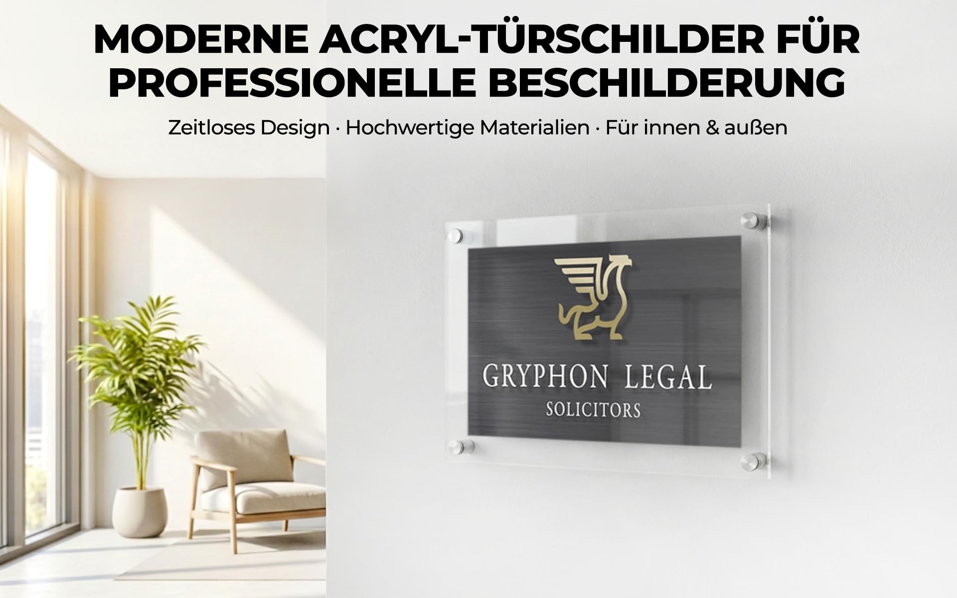 EH Design Türschild/Wandschild aus Acryl I Transparent klare Abdeckung, Büroschild zum selbst beschriften, Infoschild für Wandmontage I inkl. Befestigungsmaterial (300 x 420 mm Silber)