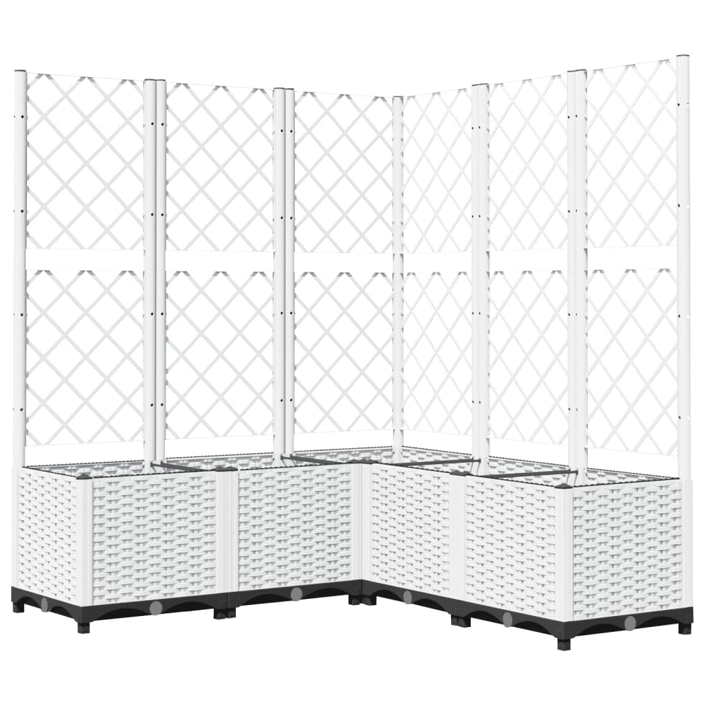 VIDAXL Garden Planter with Trellis - White - 120 x 120 x 136cm