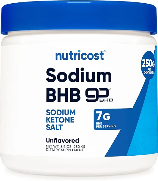 Nutricost Sodium BHB Powder (250g) Unflavored - Keto Supplement, Beta-Hydroxybutyrate Salt
