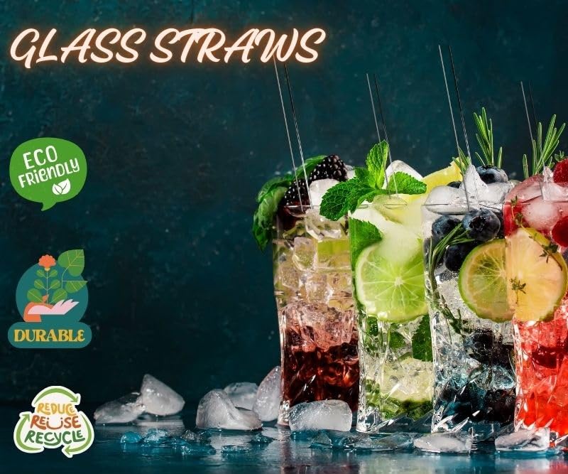 Lot De 4 Pailles Réutilisables En Verre Avec Brosse