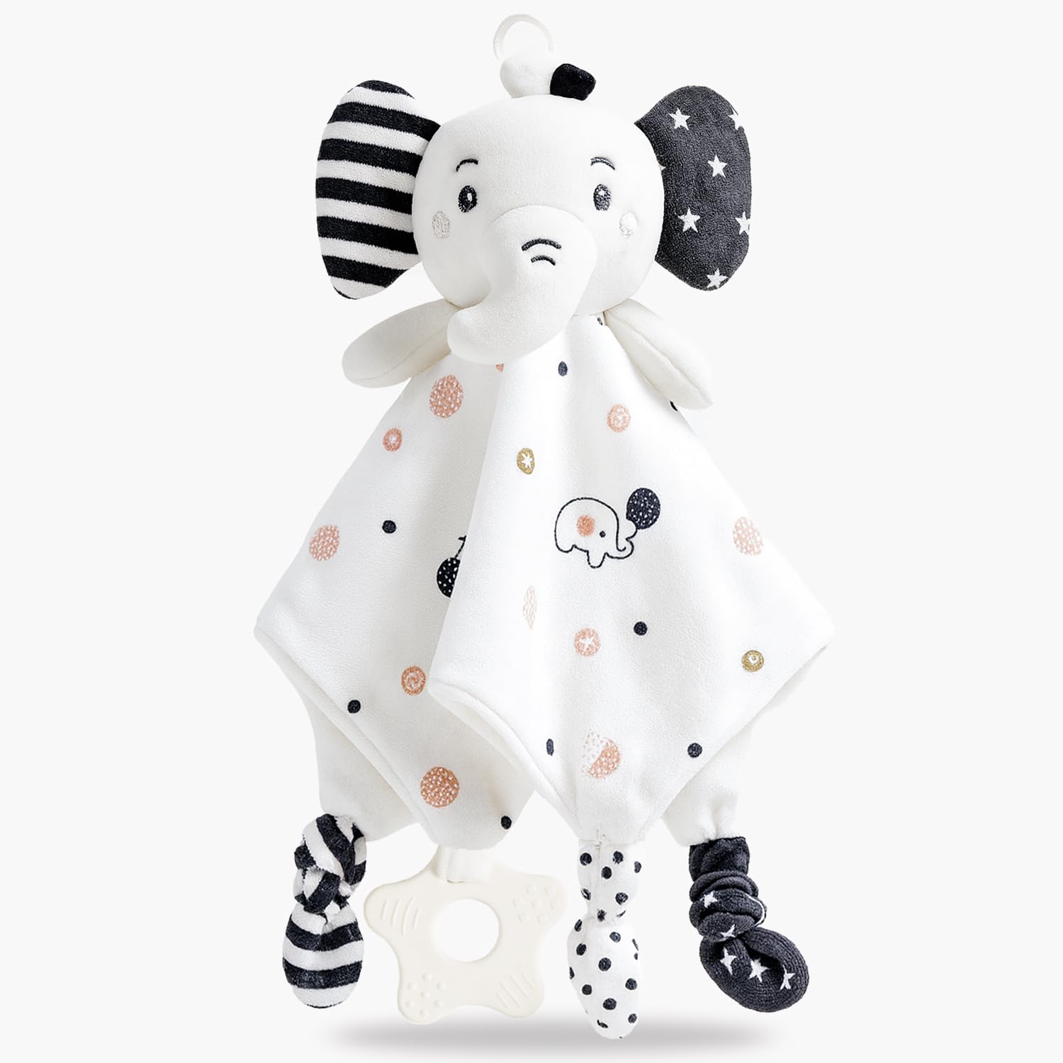 EAQ Baby Comforters Soft Baby Toys for Newborn Essentials Newborn Baby Gift for Girl&Boy -Black and White Sensory Toys (ELEPHANT)