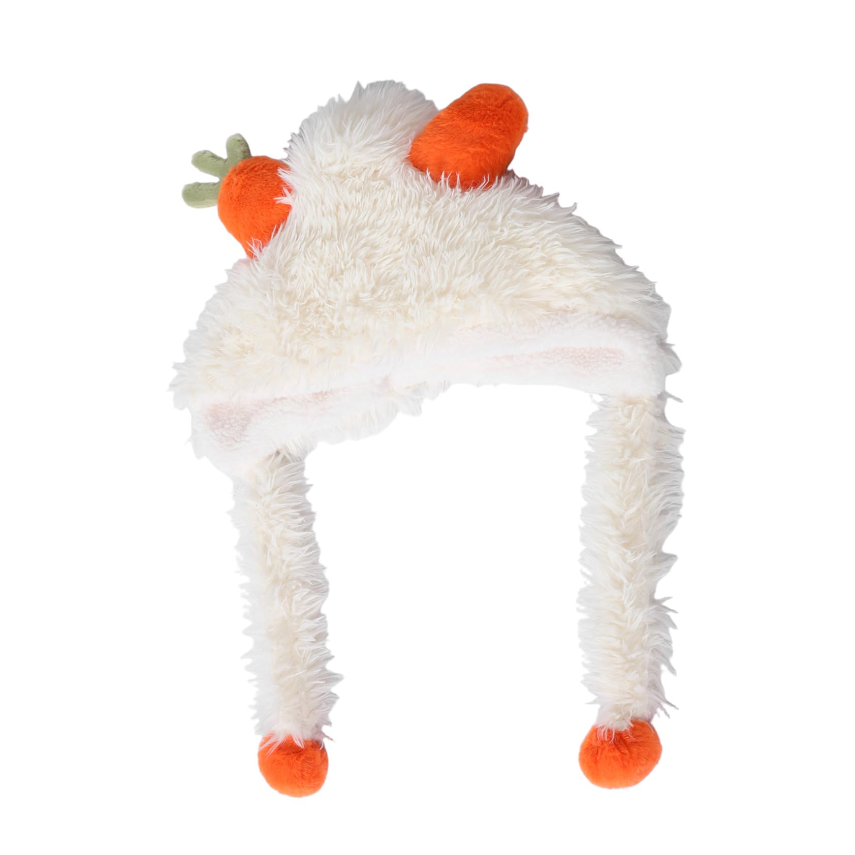 CALLARON Easter Cosplay Headwear Funny Carrot Ears Plush Beanie Hat for Kids and Adults Warm Fuzzy Cap Beige