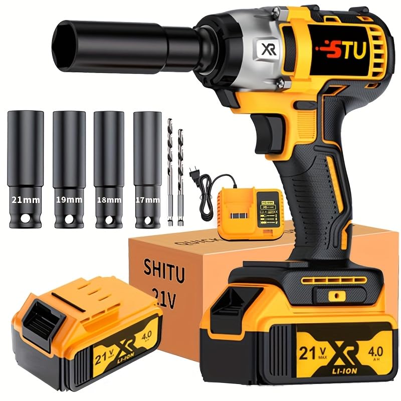 21V wireless impact wrench,Wireless drill/driver compatible with car (Battery 1+accessories)