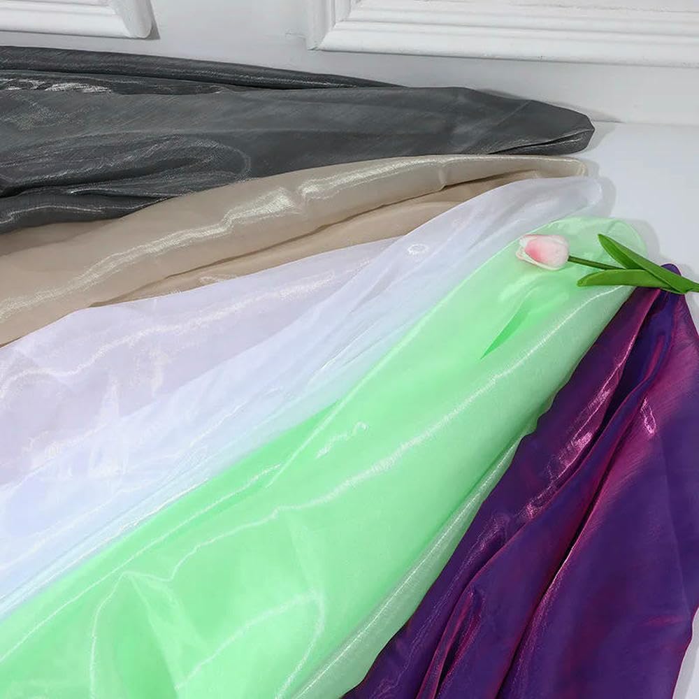 Tela de Organza Fina, Suave y Brillante de 3/5/8 m por Metro para Vestidos, Cortinas, Costura, Bricolaje, Textiles, Tela de Tul.