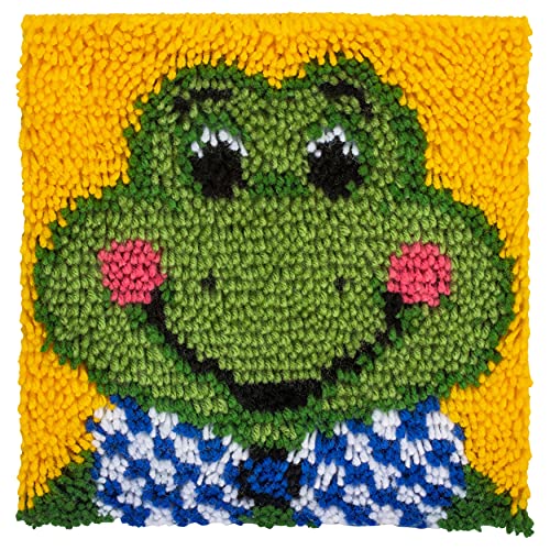 Image of Wonderart Froggy Latch Hook Kit, 12 inch X 12 inch