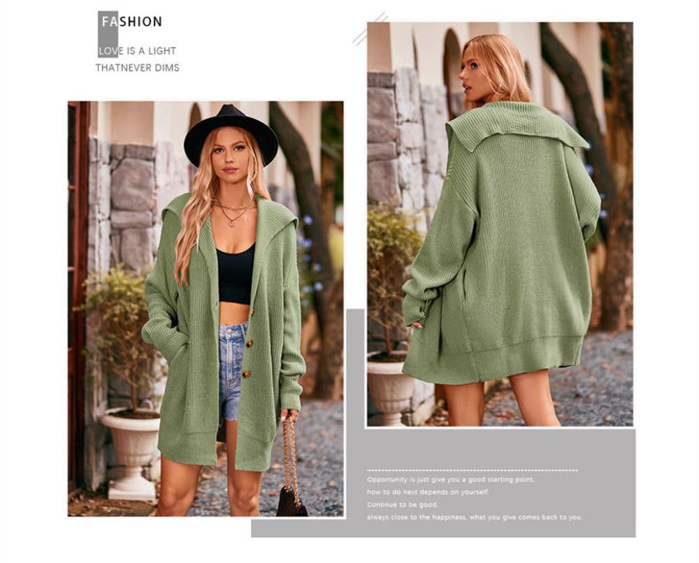 Chaqueta De Punto Mujer,Suéter Largo De Punto Grueso Para Mujer, Cárdigan De Punto, Abrigo De Punto, Solapa Sólida, Manga Larga, Parte Delantera Abierta, Cárdigan Con Tapeta De Botones, Prendas