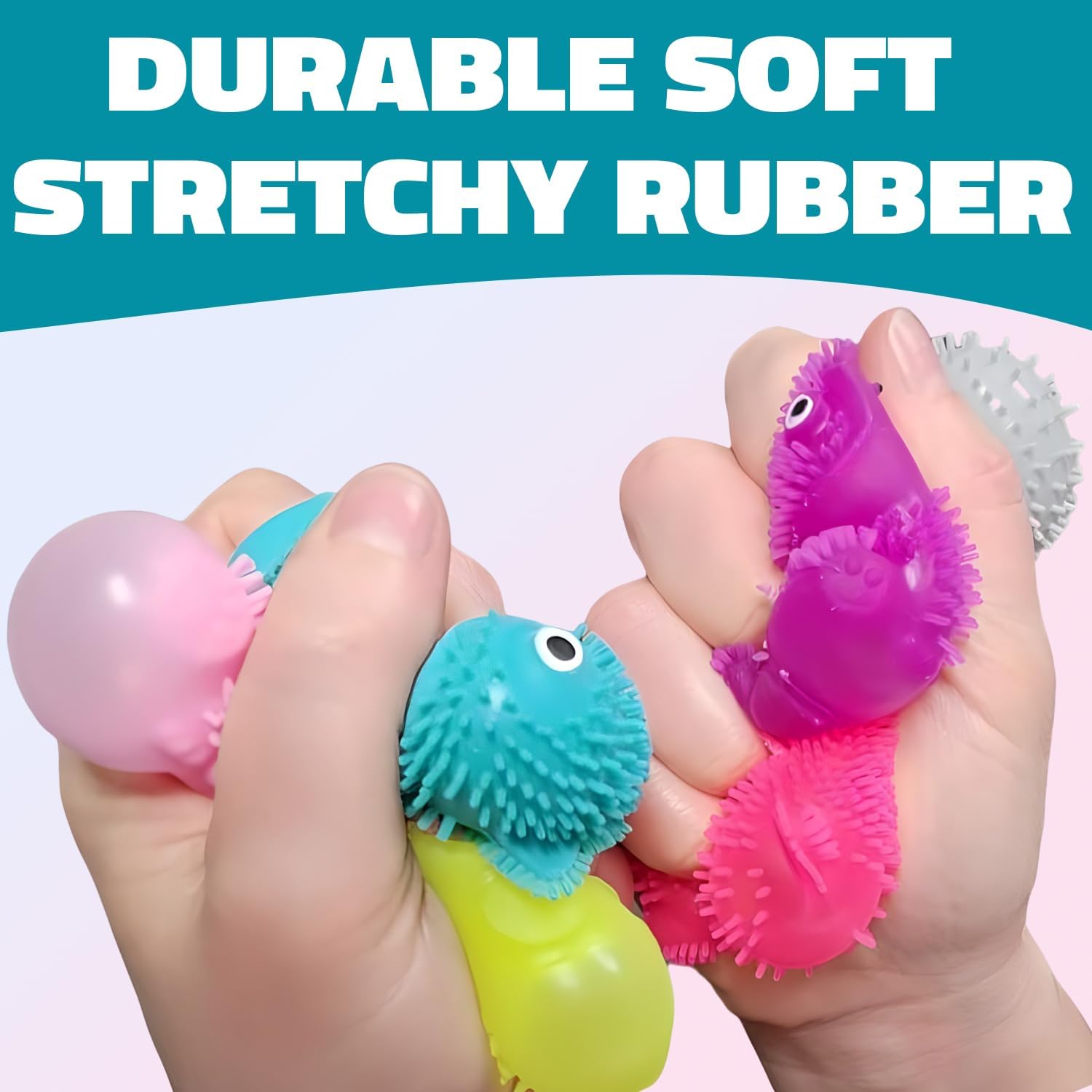 Rhode Island Novelty Mini Puffer, 1.5" Soft Sensory Fidget Toys in Assorted Styles, 50-Piece Bulk Set for Kids Ages 3+, Stress Relief, Party Favors, Classroom Rewards