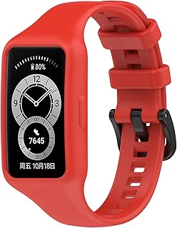 سوار ساعة سيليكون من يانجهونغيوا لساعة هواوي باند 7 6 برو حماية 360 درجة مع ابزيم معدني هونر أحمر للكبار الجنسين عدد 1