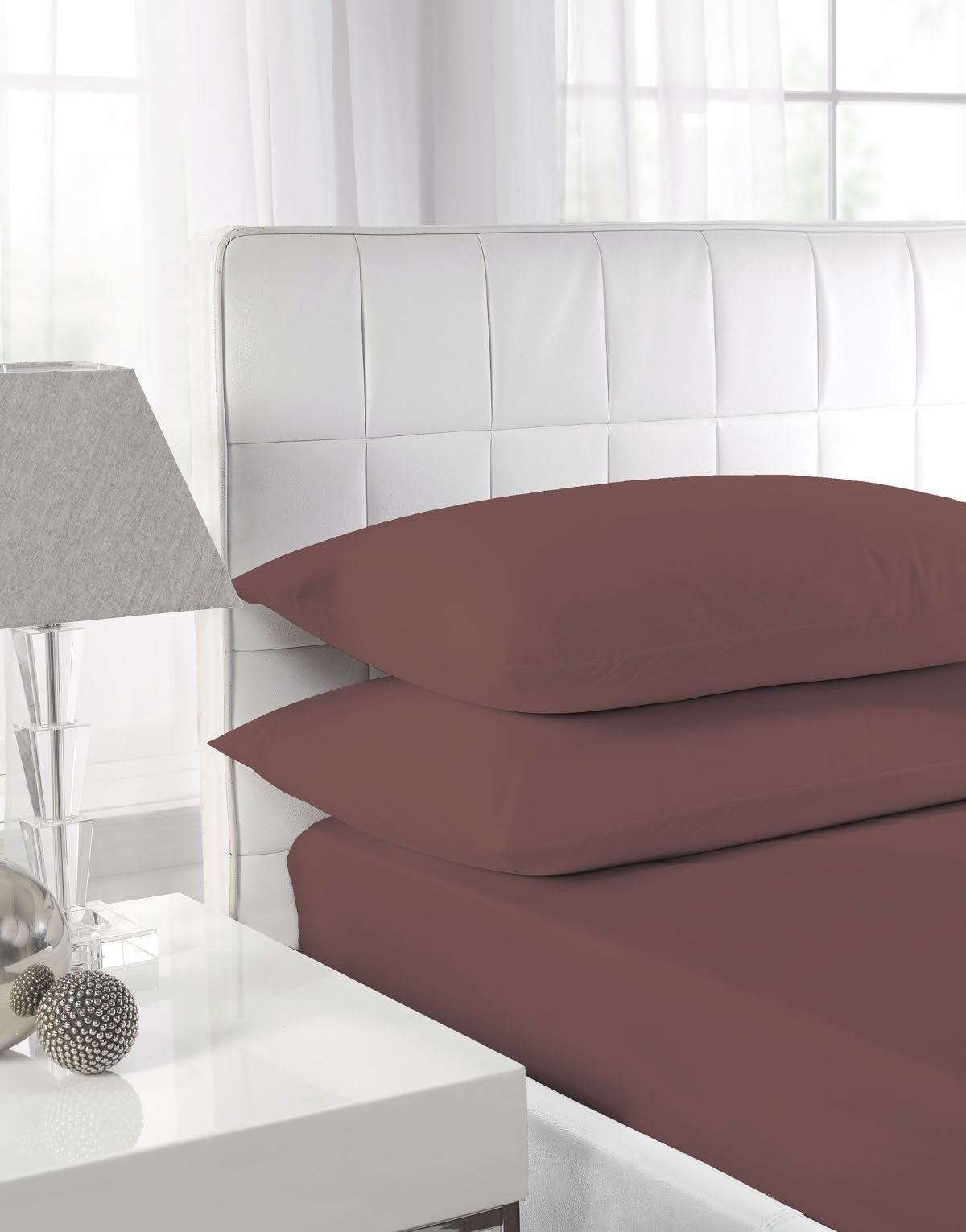 Textiles Direct Easy Care Polycotton Chocolate Double Fitted Sheet