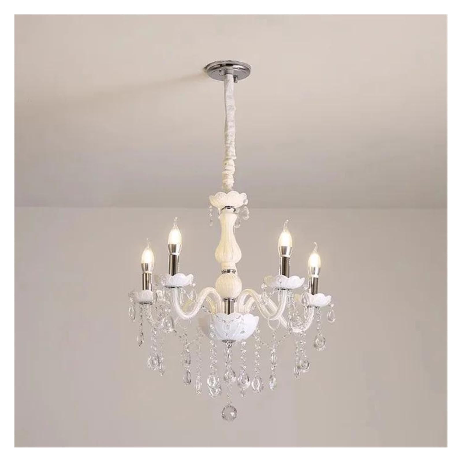 Lustre LED moderne salon chambre villa, suspension verre incurvé bougie cristal