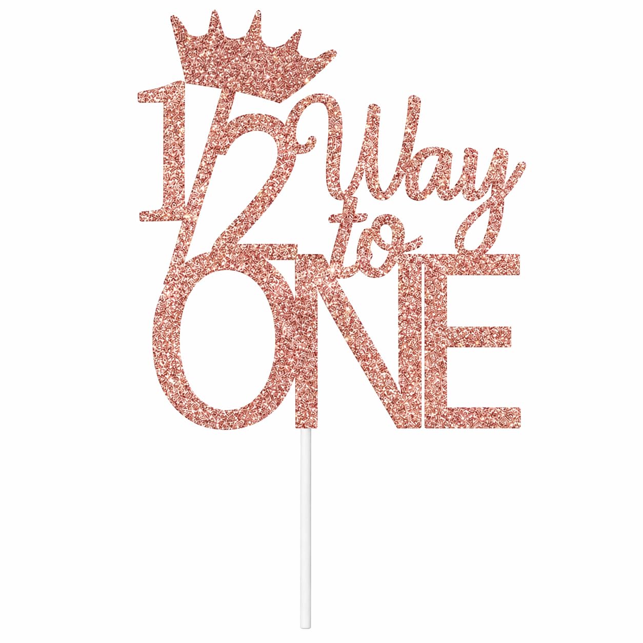 Festiko® 1/2 Way to One Cake Topper, 6 Months Cake Topper for Baby's Half Year Old Birthday Party, Six Months Old Party Decorations First Birthday - Rose Gold-image-26
