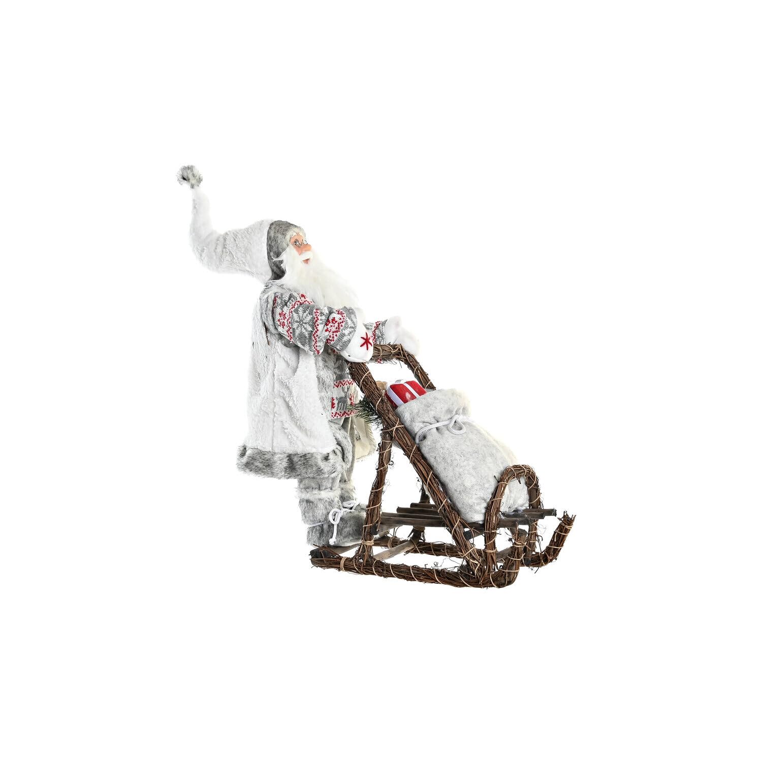 Figurine traineau gris en bois et polyester de grande taille statuette de qualite