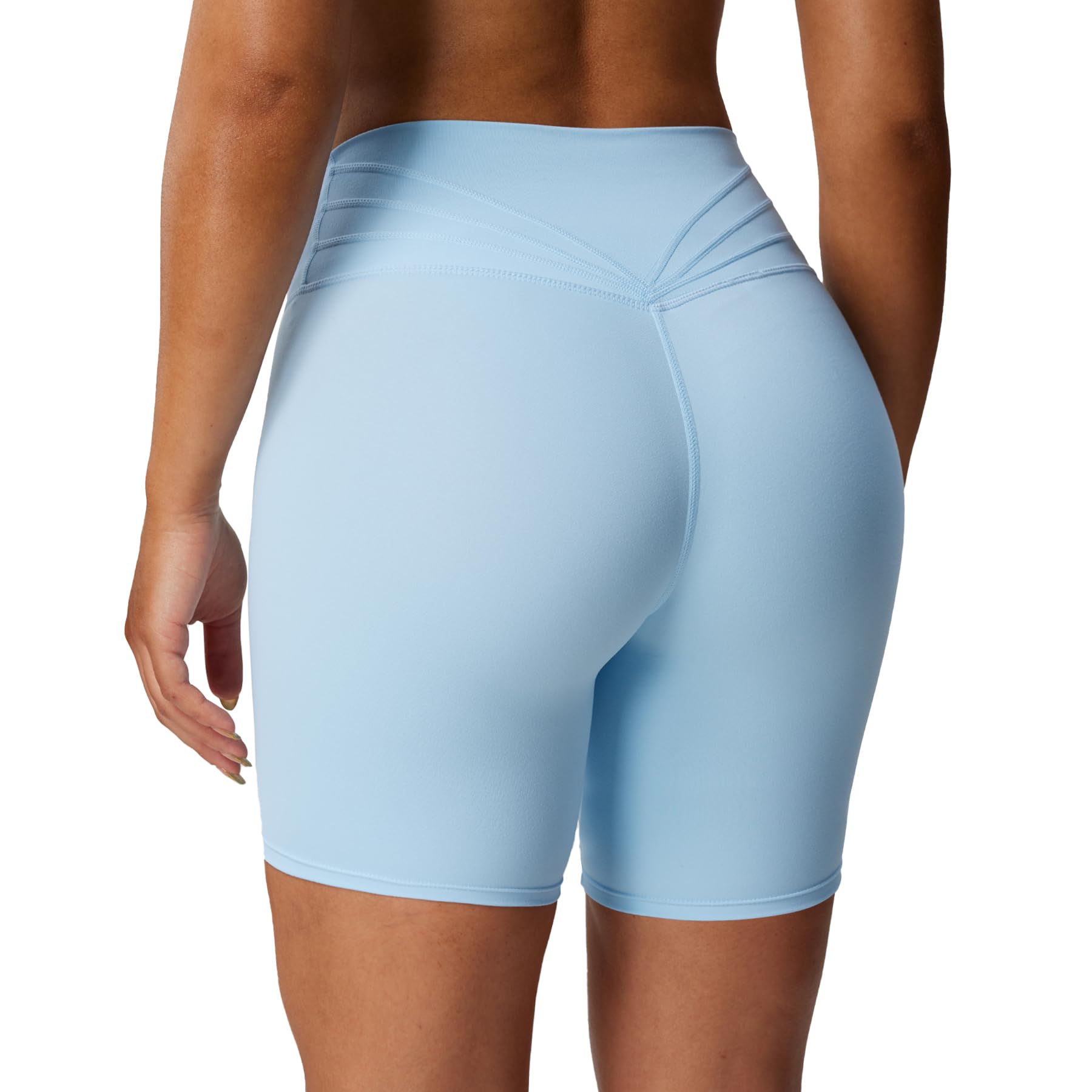 Aoxjox Trinity Workout Biker Shorts for Women Tummy Control High Waisted Exercise Athletic Gym Running Yoga Short 6"