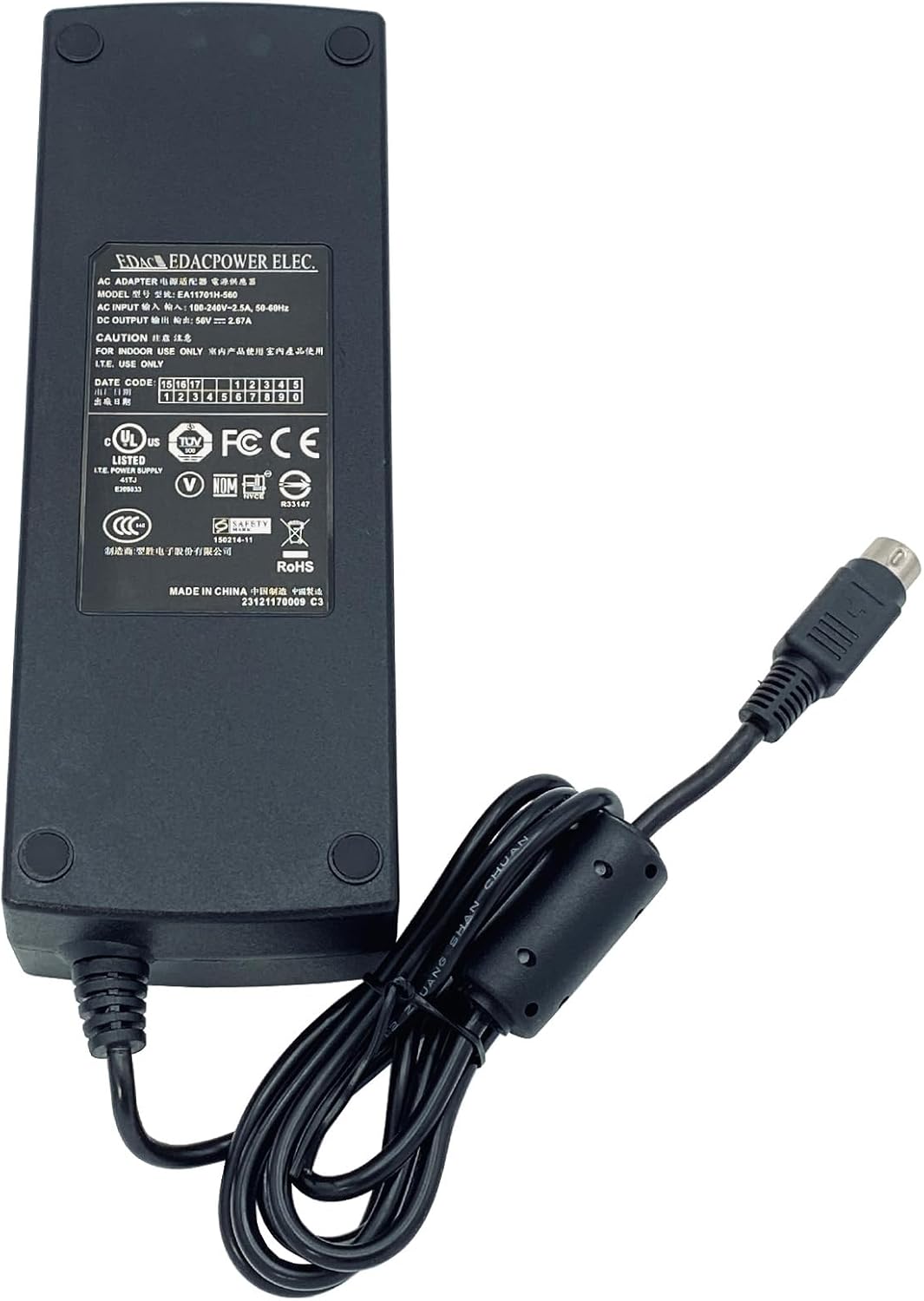 150W 4-Pin Edac EA11701H-560 AC Adapter 56V 2.67A Power Supply Cord