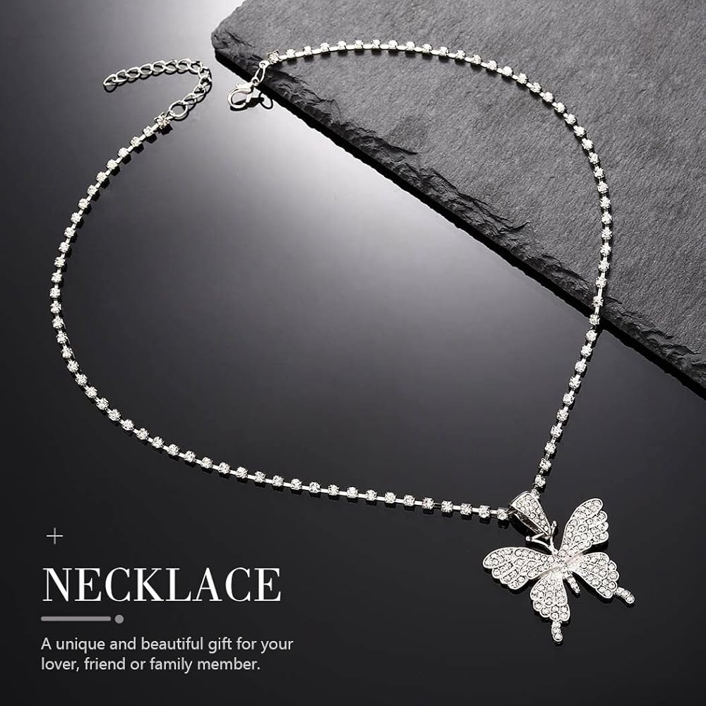 Amazon.com: JONKY Rhinestone Butterfly Choker Necklace