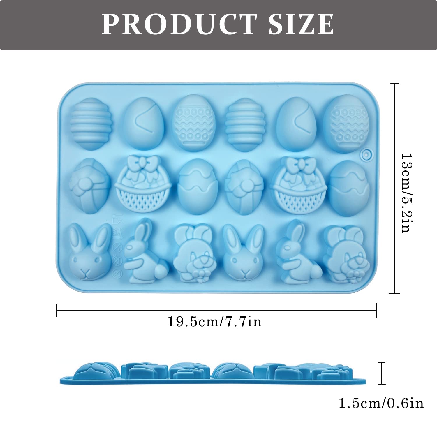 Stampini Per Uova Di Pasqua In Silicone - Set Di 3, 8 Cavità, Per Cioccolato E Dolci - Foto 8