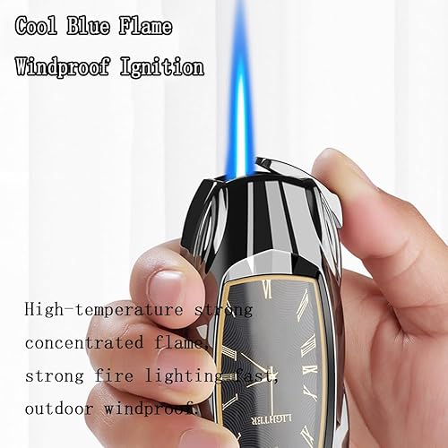 Miniatura 2 de Encendedor de antorcha, encendedores a prueba de viento, encendedor de reloj, recargables a prueba de viento, encendedor fresco con forma de