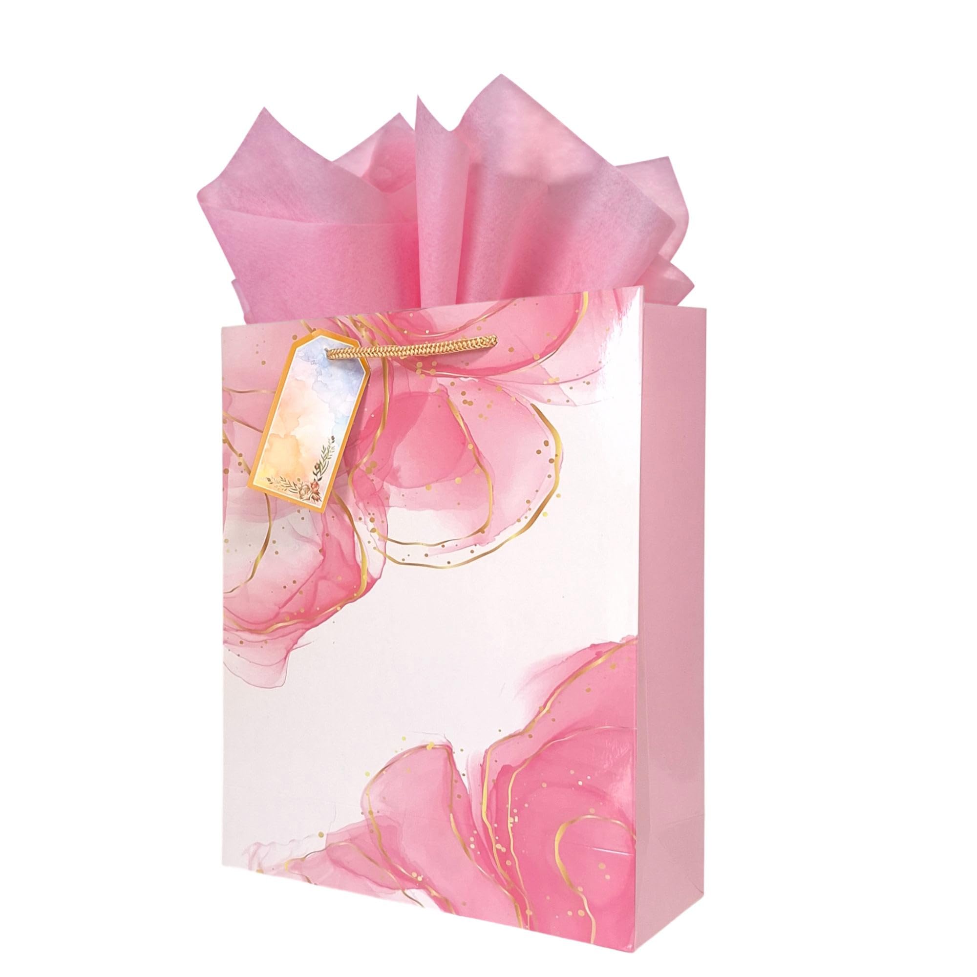 Flora Paperbags | Paper Bags for Gifting – Pack of 10 | Gift Bags with Handles for Return Gifts, Wedding, Birthday, Baby Shower, Diwali & Corporate Gifting | Medium Size 30 x 23 x 9 cm | Paper Gift Bags