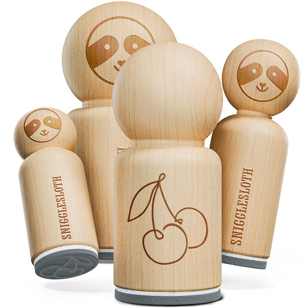 Contour Pair Juicy Cherry Fruit Rubber Stamp for Stamping Crafting Planners - 3/4 Inch Small