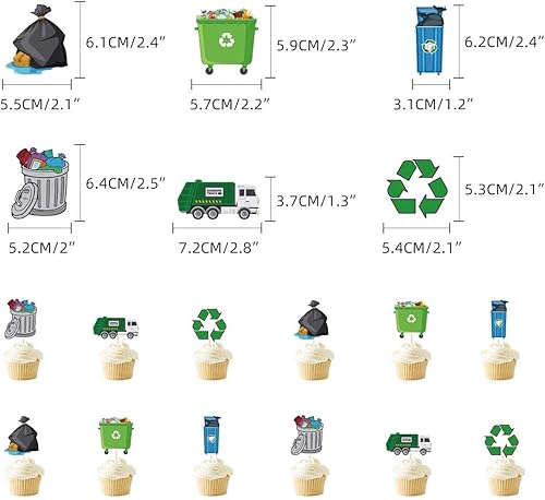 Miniatura 6 de Suministros de fiesta de camión de basura, pancarta de feliz cumpleaños de camión de basura, globos temáticos de camión de basura, adornos para