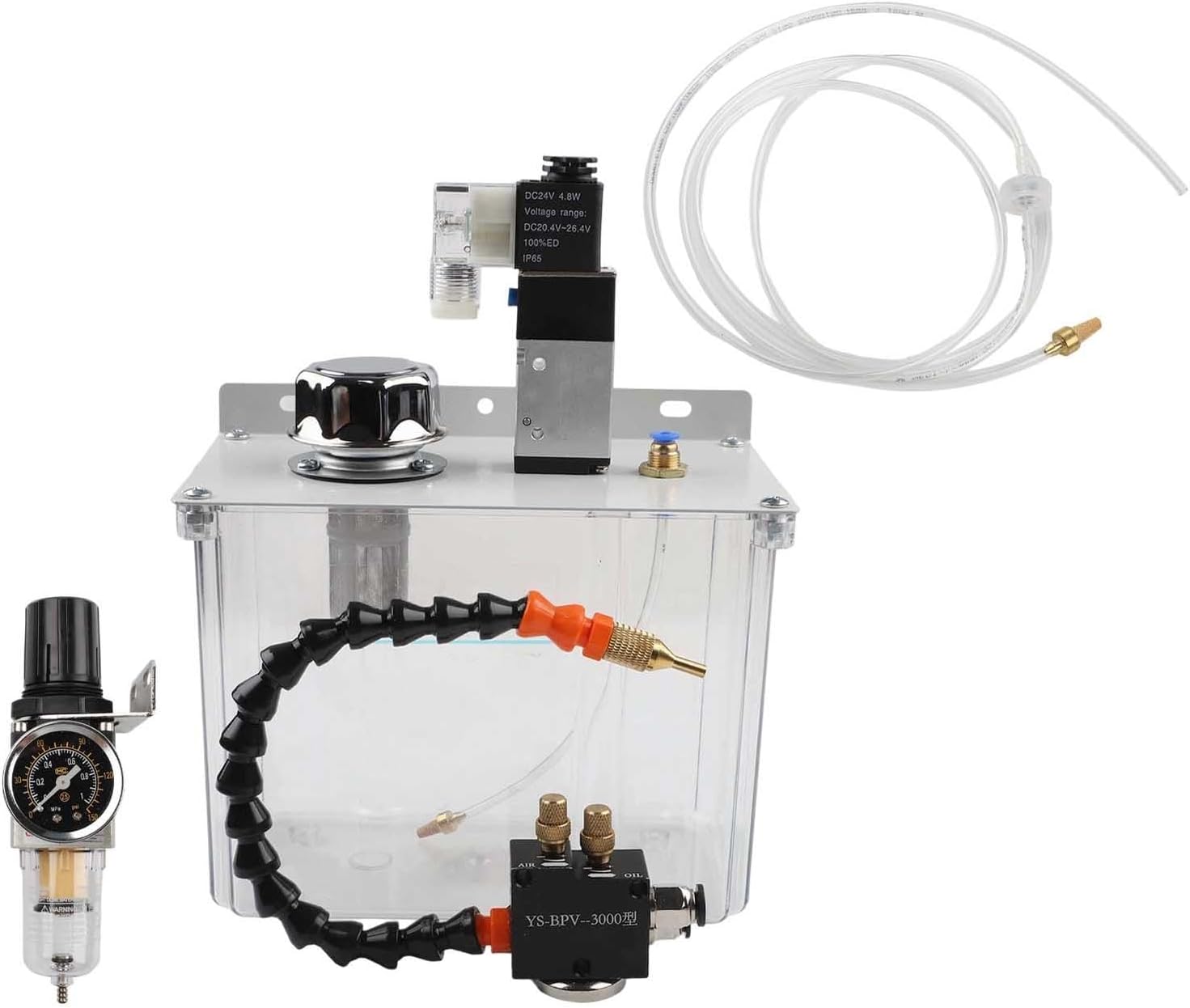 3L Lubrication Spray Cooler Coolant Pump Oil Mist Sprayer Machine Tool Cooling System With Solenoid Valve Pressure Regulator Flexible Shaft Base Magnetic Mount(110V)