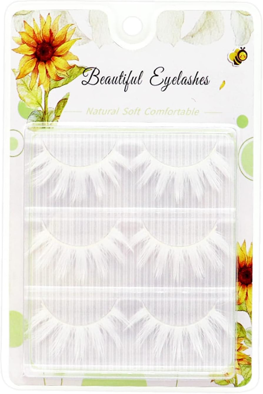 Manga Lashes False Eyelashes Fluffy False Lashes White Fake Eyelashes for Halloween Cosplay