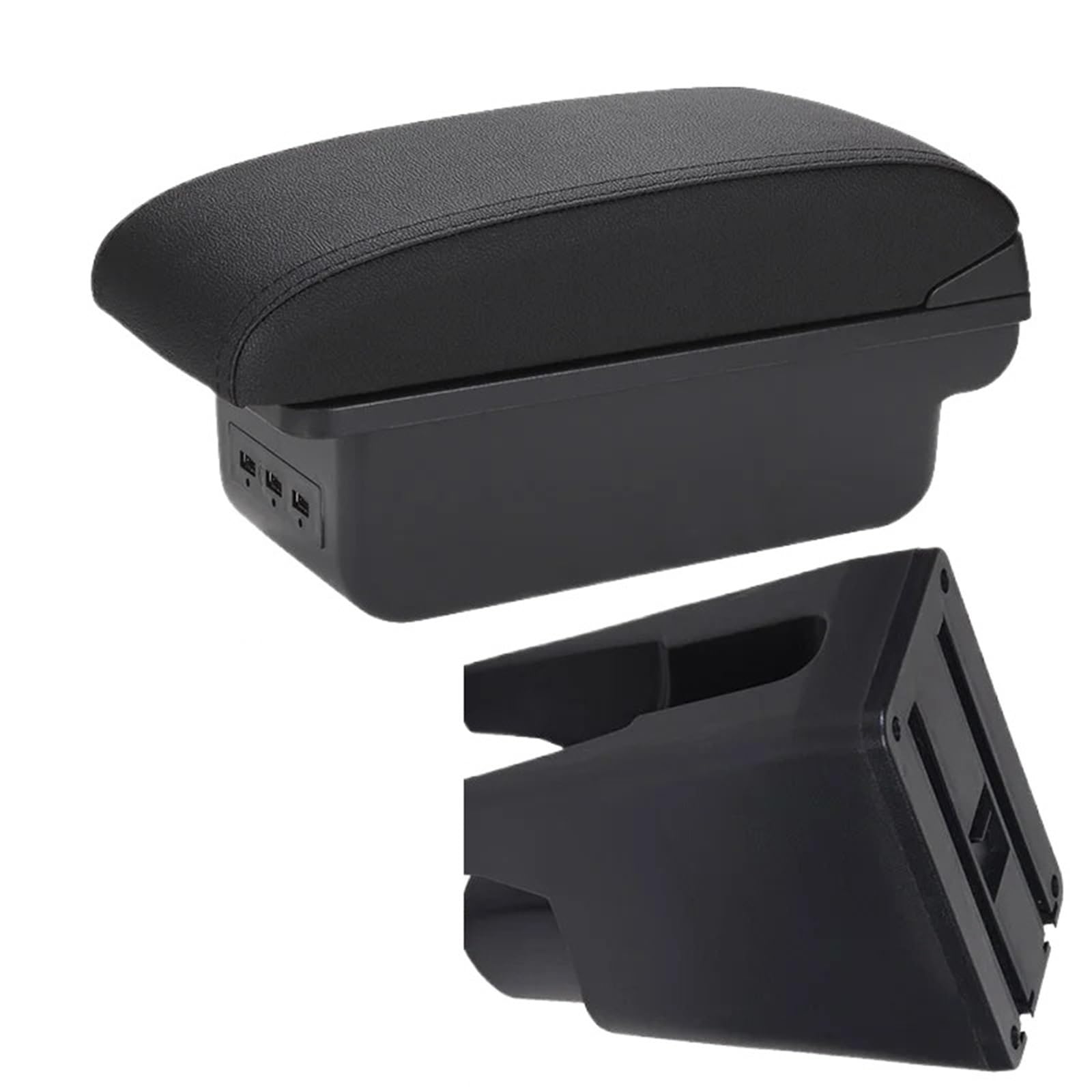 NOKRGQW Car Armrest Box For Citroen For C1 For Peugeot 107 For Toyota Aygo BJ Armrest Car Accessories(B2 Black line 3USB)