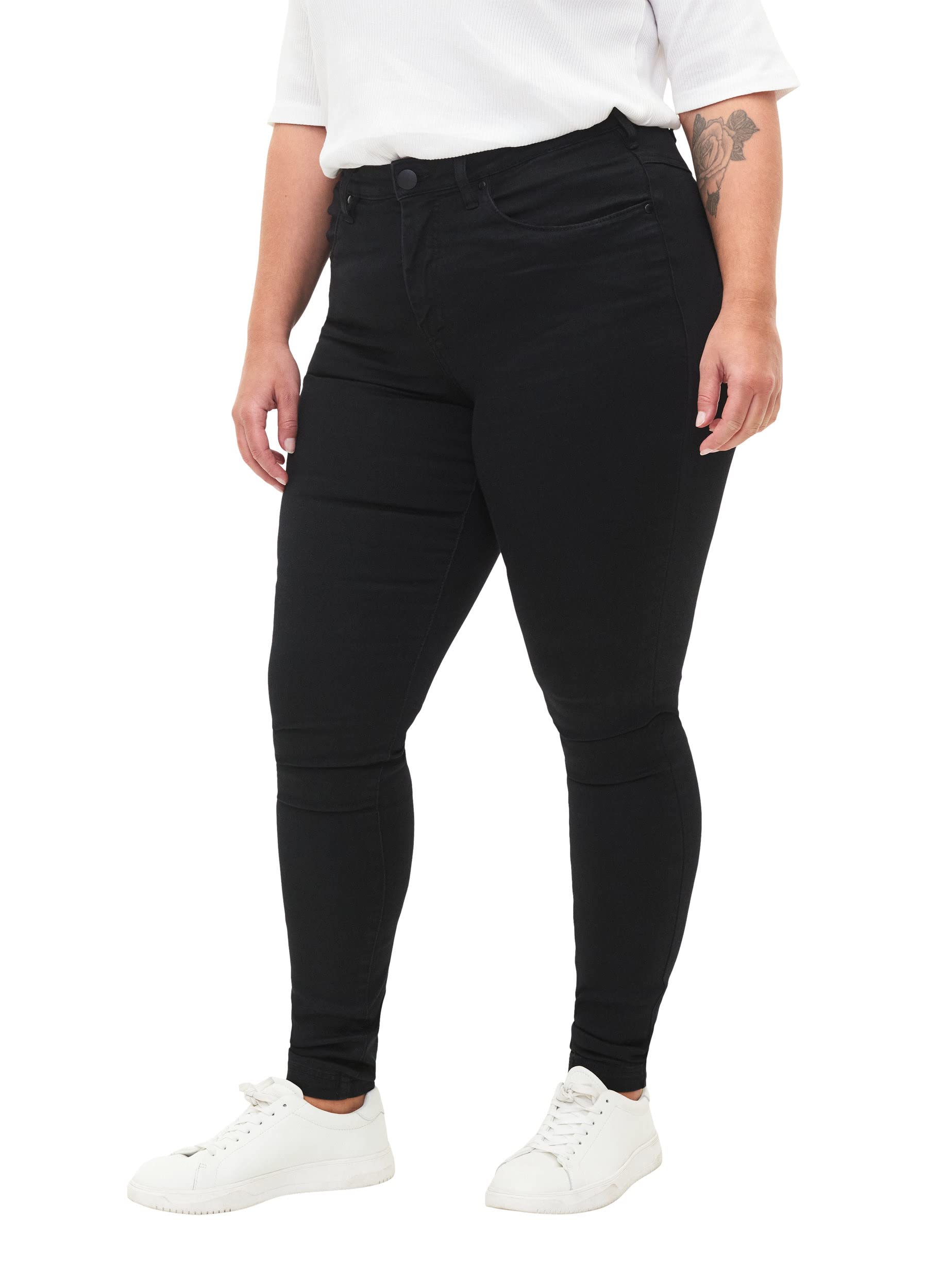 Zizzi Damen Große Größen T-Shirt Basic Baumwolle Kurzarm Kur