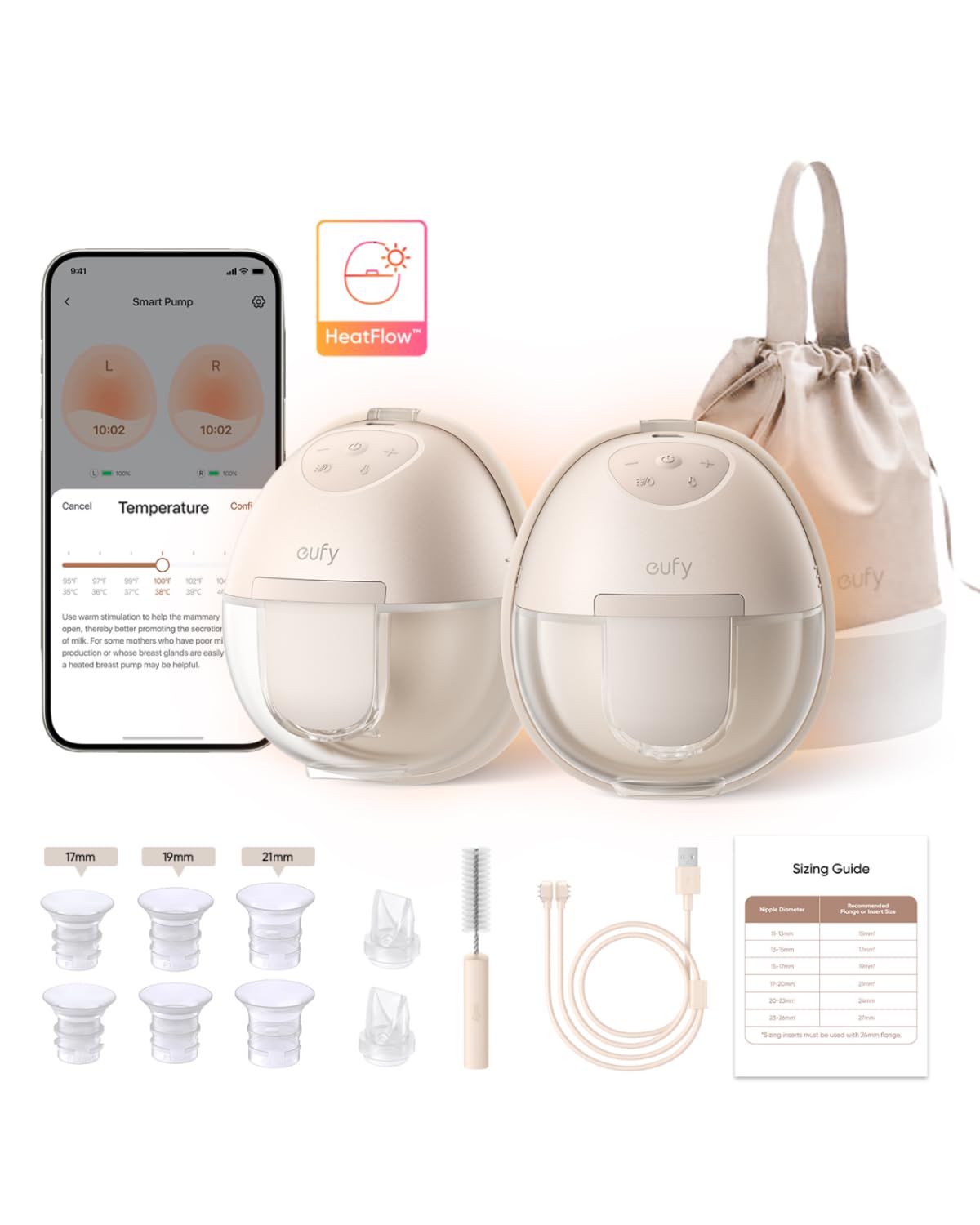 eufy Security Wearable Breast Pump S1 Electric Hands-Free Breast Pump with Heating Technology, App-Controlled Smart Rhythm, Hospital-Grade Suction, Portable Design, Leak-Proof and Ultra-Quiet